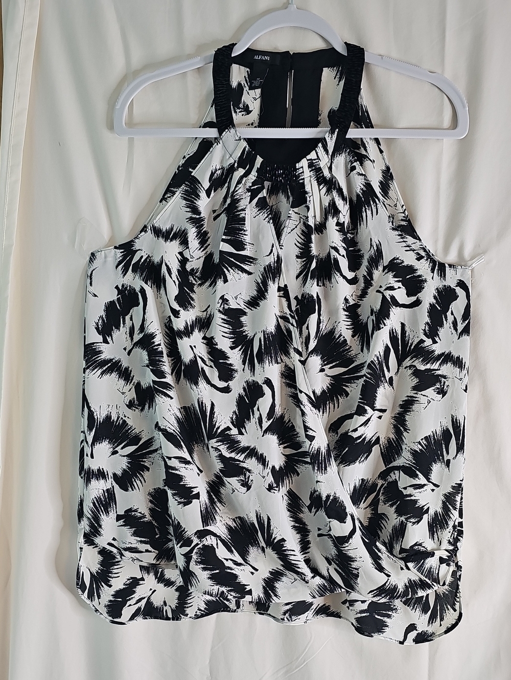 Alfani Black & White Floral Brushstroke Halter Camisole